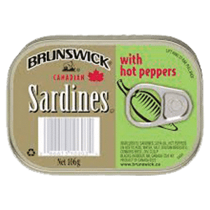 BRUNSWICK SARDINES WITH HOT PEPPERS IN SOYA OIL 3.75OZ