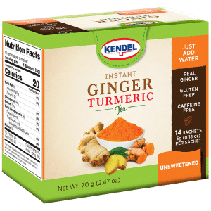 KENDEL INSTANT GINGER TURMERIC TEA UNSWEETENED 14 T/B